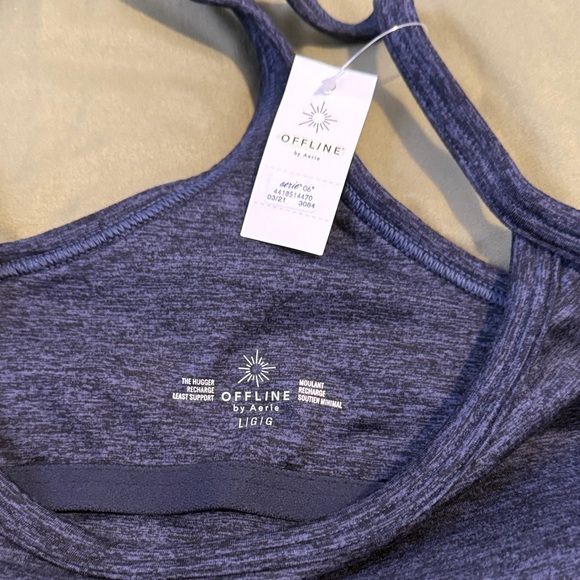 Offline by Aerie The Hugger Heathered Blue Sports Bra - Picture 2 of 4